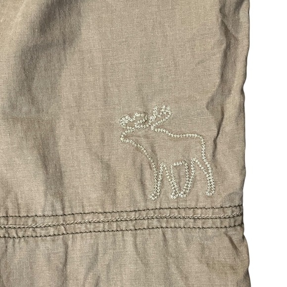 Vintage Abercrombie & Fitch Womens M Khaki Linen Blend Cargo Pants Low Rise Flaw - Picture 16 of 16